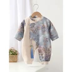 Infantil jovem mestre roupas primavera outono estilo chinês macacão Outing roupas cem dias macacão de bebê outono mascul
