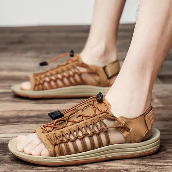 Sandálias ocas masculinas 2025 novo estilo tecido esportes sapatos casuais chinelos de condução masculino casual verão s