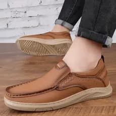 Sapatos de couro masculino outono novo estilo de um Pedal negócios sapatos casuais mocassins de couro genuíno estilo bri