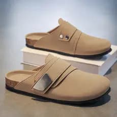 2025 verão novo estilo sapatos masculinos na moda Toe-coberto sandálias chinelos ao ar livre sandálias casuais deslizame