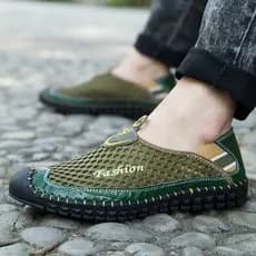 Verão novo estilo malha capa pé malha tênis sapatos masculinos na moda sapatos de malha de couro respirável oco sapatos