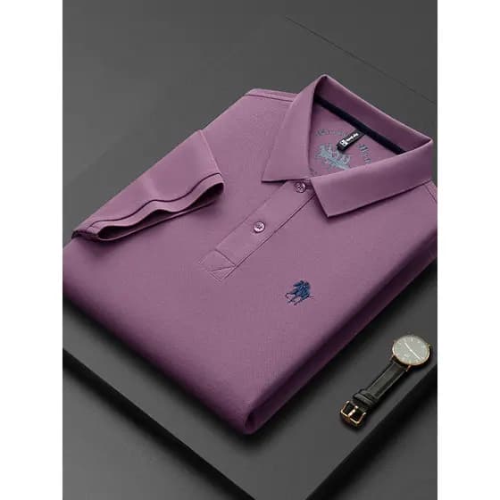 100% algodão de manga curta camiseta masculina lapela bordada High-End negócios masculino verão 2026 novo estilo Paul ca