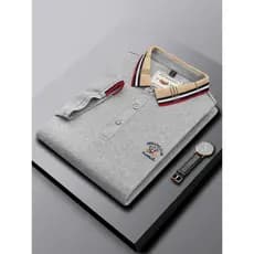 Zhudi algodão masculino de manga curta camiseta Paul polo bordado verão lapela 2026 novo estilo High-End negócios Midd