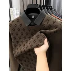 Camisa gola falsa camisola de duas peças masculina mais veludo engrossado inverno de uma peça veludo quente malha camisa