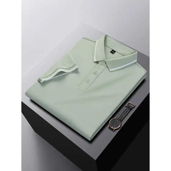 Camiseta polo masculina de manga curta lapela cor sólida verão 2026 novo estilo High-End negócios colarinho médio @
