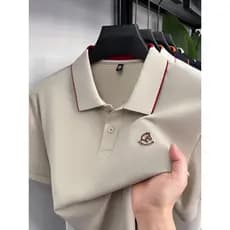 Camisa polo de seda gelo masculina verão manga curta camiseta não-ferro respirável meia manga Casual topo High-End negóc
