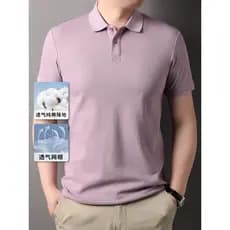 Camiseta polo masculina de manga curta de algodão puro lapela verão frisado algodão 2026 novo estilo High-End negócios m