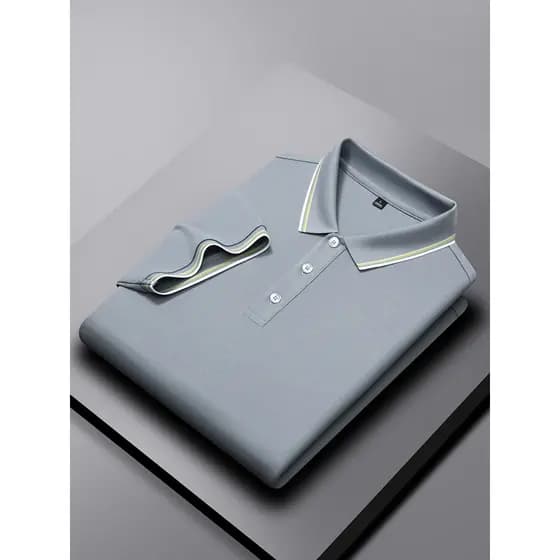 Camiseta polo masculina de manga curta de seda amoreira verão lapela camisa polo masculina de alta qualidade 2026 nova m