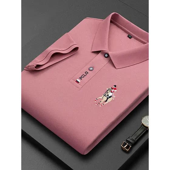 Camiseta masculina de manga curta de algodão mercerizado Paul camisa polo lapela bordado verão gelo High-End masculino p
