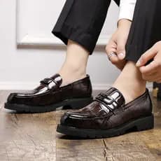 Negócios de um Pedal Formal Wear escritório britânico borla sapatos de couro masculino padrão crocodilo namoro casamento
