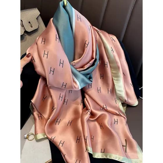 T temperamento rosa carta protetor solar lenço de seda feminino lenço fino xale primavera verão exterior longo praia gaz