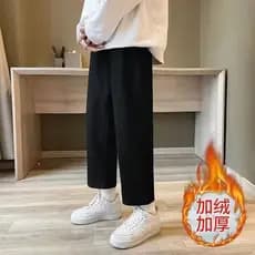 Calças casuais masculinas primavera verão tornozelo comprimento solto All-Match calças retas estilo Hong Kong versão cor