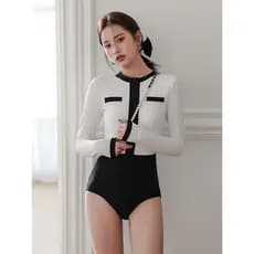 Novo estilo terno de mergulho feminino de manga comprida de uma peça mais magro olhar mergulho esportes triângulo surf t
