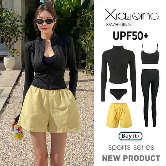 Novo estilo terno de mergulho feminino Split protetor solar calças de manga comprida de secagem rápida conservador magro