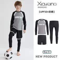 Crianças crianças roupa de banho meninos crianças de manga comprida calças de manga comprida dividir maiô médio grande c