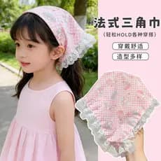 Crianças francês xadrez renda triângulo cachecol bandana meninas dos desenhos animados impresso bandana verão estilo Pas