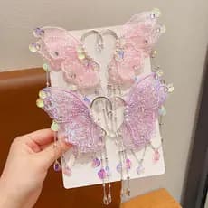 Crianças brincos princesa borboleta brincos sereia acessórios não-perfurado estilo antigo borla brincos Hanfu Headwear m