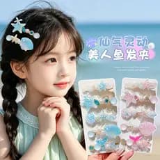 Crianças sereia hairpin meninas estilo oceano estrela concha hairpin bebê doce bonito lado franja clipe