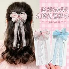 Crianças doce Denim laço fita arco grampo de cabelo meninas gravata trança anel de cabelo meninas duplo rabo de cavalo a