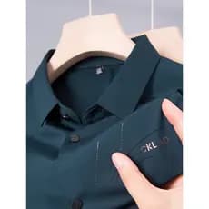 Camisa de verão de manga curta masculina de meia-idade pai vestido de verão camisa sem costura de seda gelo meia manga r