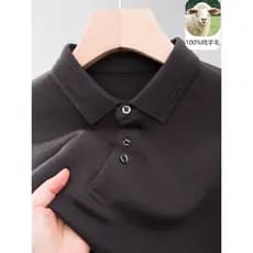 Suéter masculino de lã pura 100, gola polo, outono inverno, meia-idade, idosos, pai, roupas, Top, malha, suéter de fundo