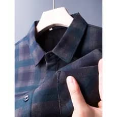 Outono inverno forro de lã engrossado camisa quente roupas xadrez de meia-idade masculino de manga comprida pai roupas t