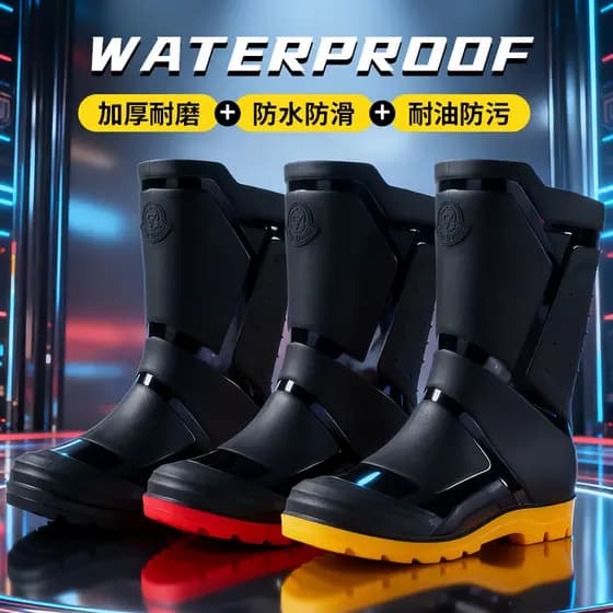 Botas de chuva masculinas de cano médio militar Deng tamanho Extra grande 46 47 Botas de chuva antiderrapantes impermeáv