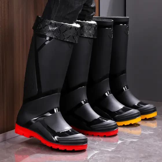Botas de chuva impermeáveis militares Deng moda masculina plus Size 46 47 plus Fat plus tubo grande sapatos de água anti