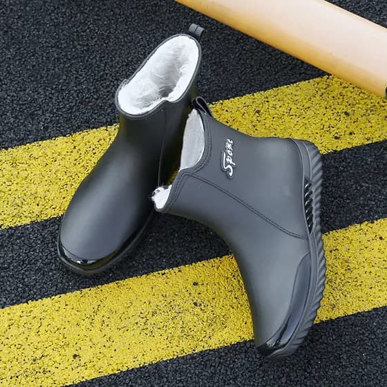 Botas de chuva de lã masculinas quentes de cano médio botas de chuva antiderrapantes resistentes ao desgaste sapatos de