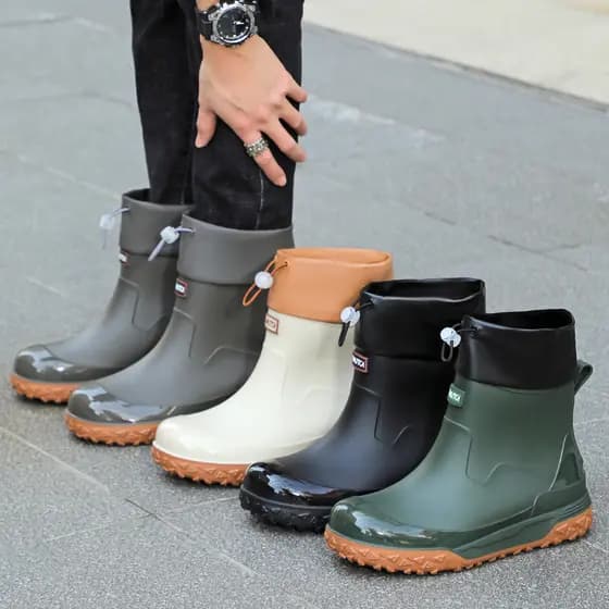 Novo produto masculino impermeável antiderrapante feixe botas de chuva 2026 novo estilo verão Takeaway Rider botas de ch