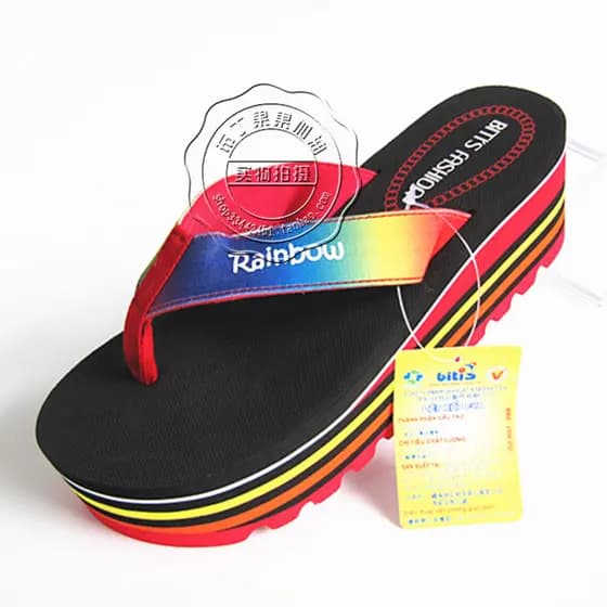 Genuíno Pingxian cunha salto Flip-Flops feminino de sola grossa plataforma impermeável sapatos de praia femininos simple