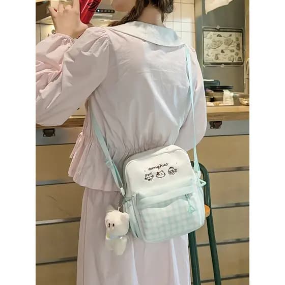 Bolsa mensageiro infantil para meninas, mochila pequena fofa para estudantes do ensino fundamental, passeio de um ombro,