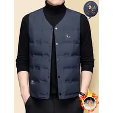 Paul Preto Slim-fit Down Colete Masculino Outono Inverno Meia-idade Juventude High-end Térmico V