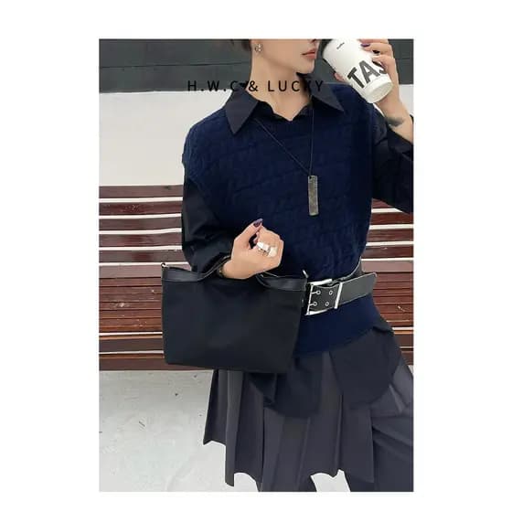Bolsa feminina mensageiro novo estilo Commuter bolsa de ombro leve textura de náilon bolsa