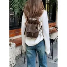 BM mesma fonte americano marrom couro grão pequena mochila Retro pu couro macio de alta qualidade All-Match saco mochila