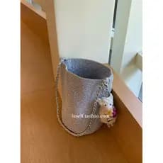 Rei Chifre de Prata ~ Fio de Metal!Nicho bolsa de prata tecida à mão bolsa de ombro coreana bolsa balde combinada