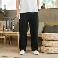 Calças de verão masculinas calças casuais soltas tamanho grande calças de linho estilo chinês algodão linho Retro calças