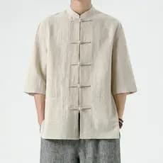 Novo chinês Retro Tang terno estilo chinês camisa de linho masculina de manga curta algodão linho gola alta Zhongshan ca
