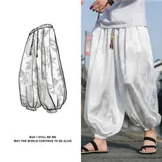 Estilo chinês dragão padrão de seda gelo calças de perna larga calças casuais masculinas verão novo estilo chinês Tang t