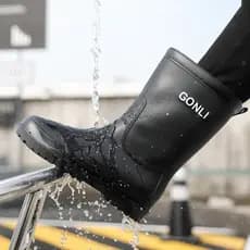 Botas de chuva masculinas, uso externo, antiderrapante, à prova d'água, cano médio, proteção do trabalho, sapatos de águ