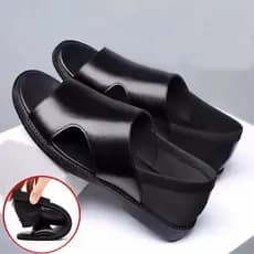 Sandálias masculinas verão couro genuíno sapatos masculinos 2026 novo estilo chinelos de dupla utilização masculino anti