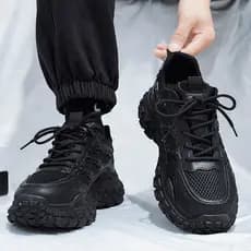 Sapatos masculinos verão malha respirável preto Casual esportes papai canteiro de obras trabalho proteção do trabalho pn