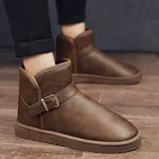 W sapatos masculinos de inverno botas de neve integradas de pele antiderrapante pão sapatos de algodão velo quente engro