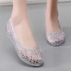 Sapatos de geléia de cristal sandálias de moda feminina verão salto plano oco plástico praia buraco sapatos desodorante