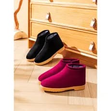 W inverno sapatos de algodão para idosos de meia-idade forro de lã feminino engrossado quente antiderrapante masculino c
