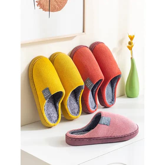 Chinelos de algodão feminino outono inverno interior casa antiderrapante quente sapatos de confinamento sola macia mudo