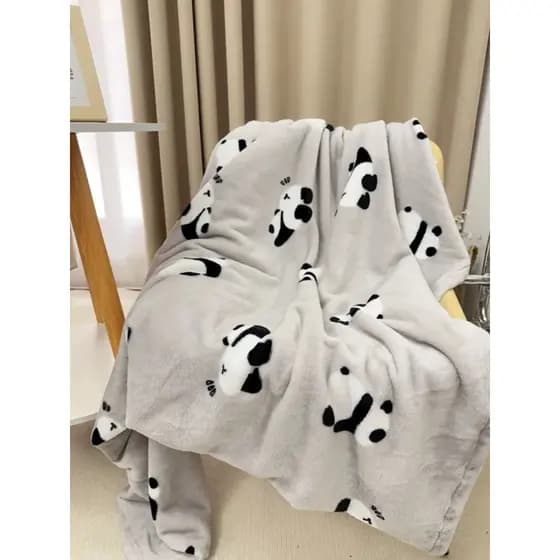 O Momento Panda Puff|Cobertor de flanela alargado Cobertor para dormitório estudantil Cobertor xale para cochilo de escr