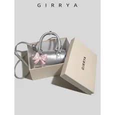 GIRRYA verão prata cilindro saco feminino 2026 novo estilo arco bolsa nicho High-End textura saco do mensageiro