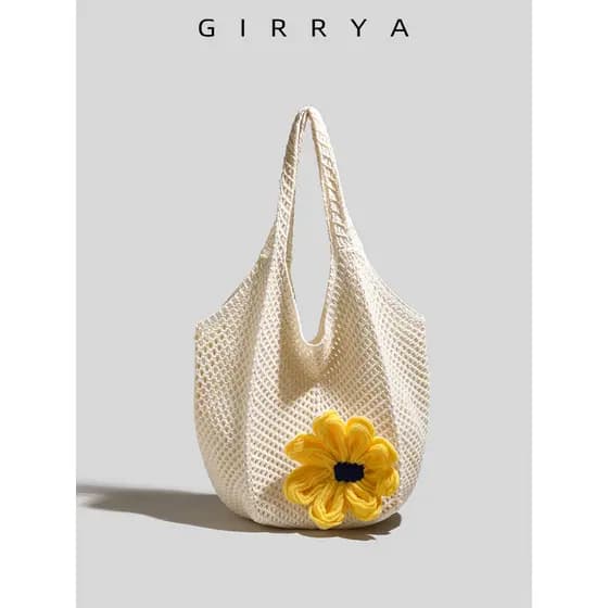 GIRRYA verão estilo preguiçoso bolsa de malha feminina 2026 novo estilo férias grande capacidade saco de malha de um omb