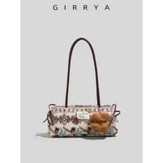 GIRRYA outono inverno bonito estilo feminino pelúcia axilas saco feminino 2025 novo estilo Casual lã Baguette bolsa de o